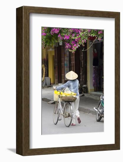 Local Woman in Conical Hat with Bike, Hoi An, Da Nang, Vietnam-Cindy Miller Hopkins-Framed Photographic Print