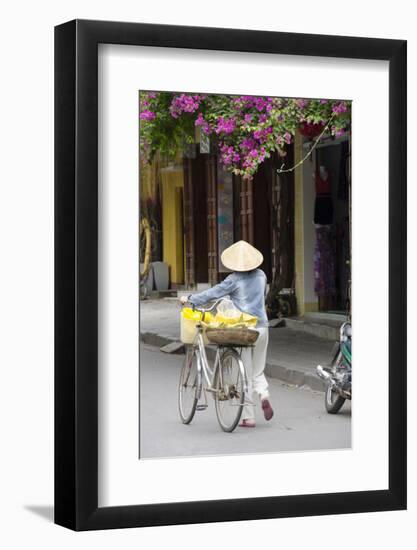 Local Woman in Conical Hat with Bike, Hoi An, Da Nang, Vietnam-Cindy Miller Hopkins-Framed Photographic Print