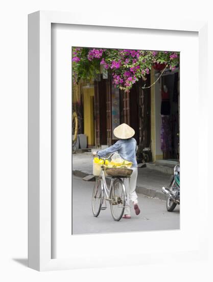 Local Woman in Conical Hat with Bike, Hoi An, Da Nang, Vietnam-Cindy Miller Hopkins-Framed Photographic Print