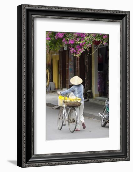 Local Woman in Conical Hat with Bike, Hoi An, Da Nang, Vietnam-Cindy Miller Hopkins-Framed Photographic Print