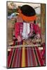 Local woman in the Sacred Valley Peru weaving with yarn in traditional clothes-Bill Bachmann-Mounted Photographic Print