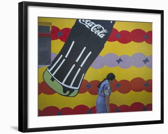 Local Woman Walks Past an Advertisement, Oaxaca, Mexico-Judith Haden-Framed Photographic Print