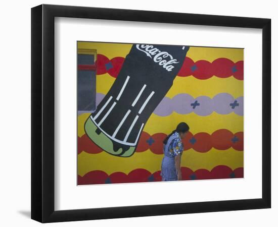 Local Woman Walks Past an Advertisement, Oaxaca, Mexico-Judith Haden-Framed Photographic Print