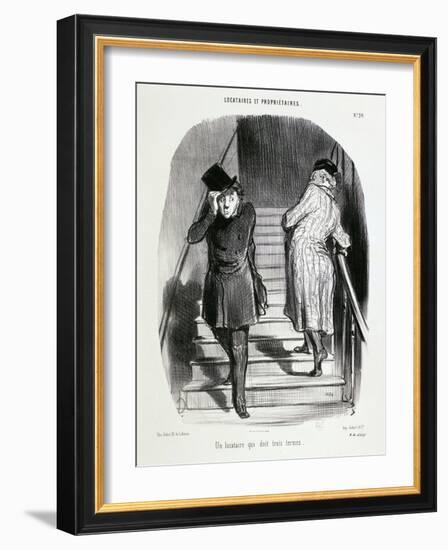 Locataires Et Proprietaires, Numero 20 - Un Locataire Qui Doit Trois Termes-Honore Daumier-Framed Giclee Print