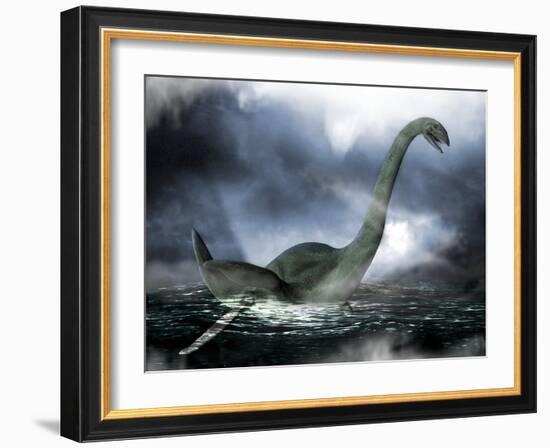 Loch Ness Monster, Artwork-Victor Habbick-Framed Photographic Print