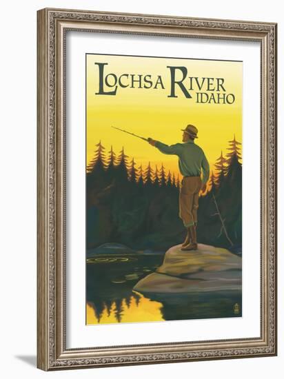 Lochsa River, Idaho - Fly Fishing Scene-Lantern Press-Framed Art Print