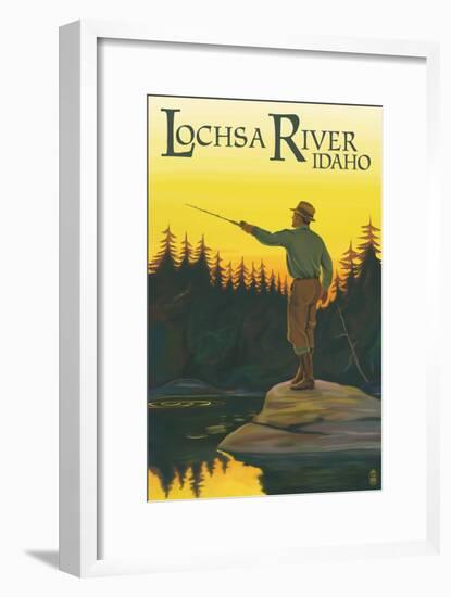 Lochsa River, Idaho - Fly Fishing Scene-Lantern Press-Framed Art Print