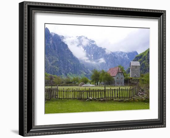 Lock-In Tower in Thethi in the Albanian Alps, Albania, Europe-Michael Runkel-Framed Photographic Print
