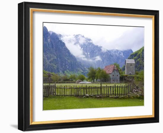 Lock-In Tower in Thethi in the Albanian Alps, Albania, Europe-Michael Runkel-Framed Photographic Print