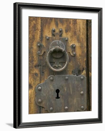 Lock on Historic Lom Stave Church, Norway-Russell Young-Framed Photographic Print