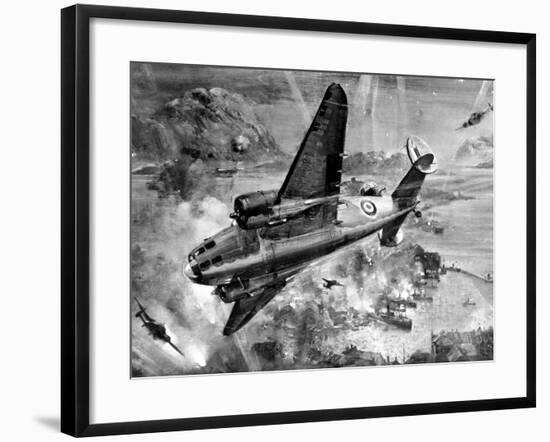 Lockheed 'Hudsons' Bombing Aalesund; Second World War, 1941-null-Framed Photographic Print