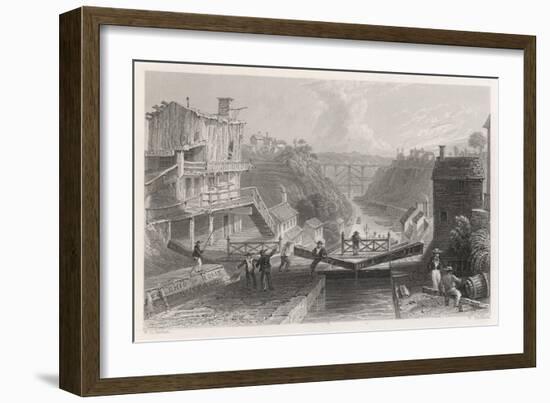 Lockport on the Erie Canal-William Tombleson-Framed Art Print