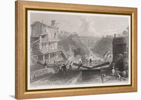 Lockport on the Erie Canal-William Tombleson-Framed Stretched Canvas