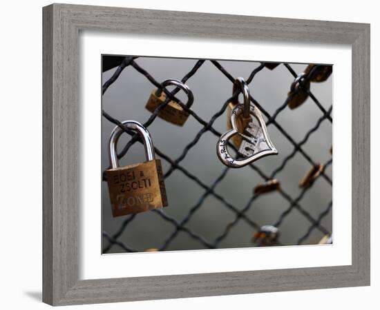 Locks on the Bridges of Paris are Quite Popular for Couples to Manifest their Wish for Eternal Love-David Bank-Framed Photographic Print
