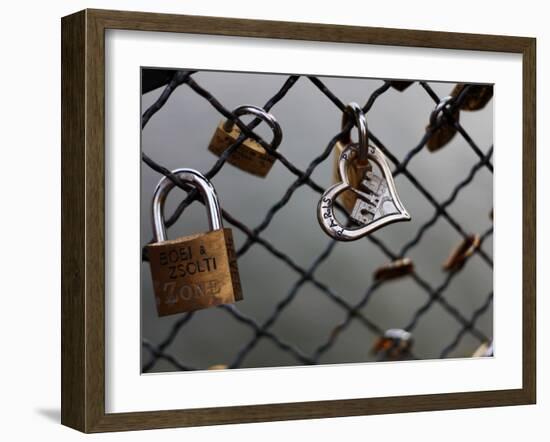 Locks on the Bridges of Paris are Quite Popular for Couples to Manifest their Wish for Eternal Love-David Bank-Framed Photographic Print