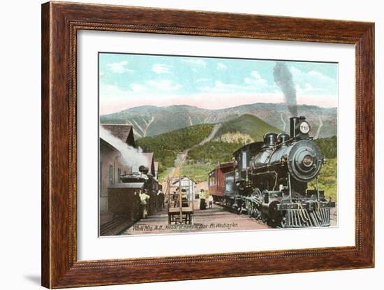 Locomotive at Base of Mt. Washington, New Hampshire-null-Framed Art Print