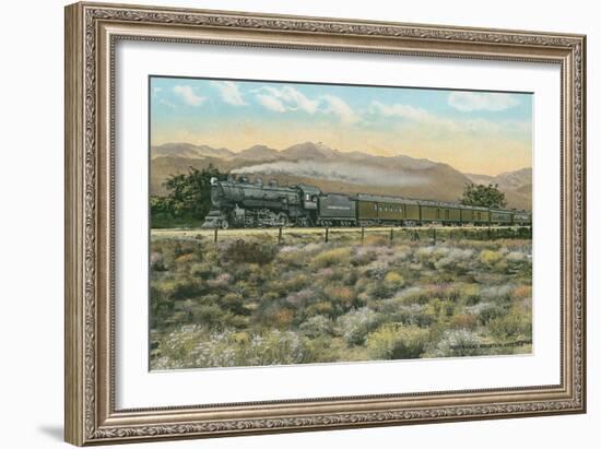 Locomotive by Indian Head Mountain, Arizona-null-Framed Art Print