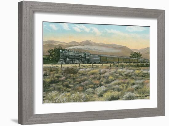 Locomotive by Indian Head Mountain, Arizona-null-Framed Art Print