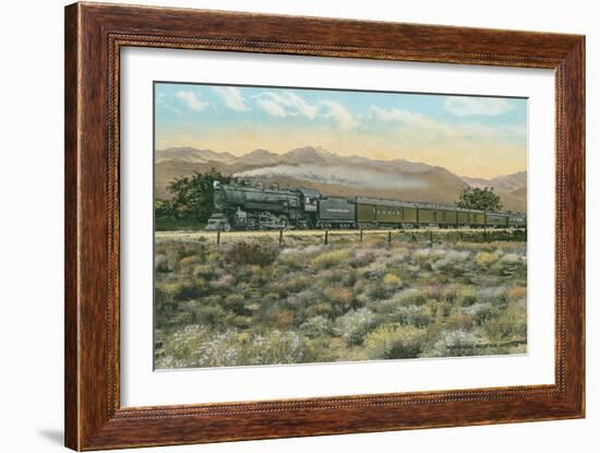 Locomotive by Indian Head Mountain, Arizona-null-Framed Art Print