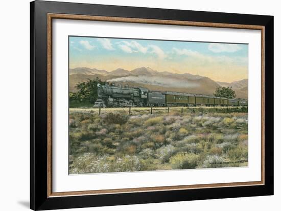 Locomotive by Indian Head Mountain, Arizona-null-Framed Art Print