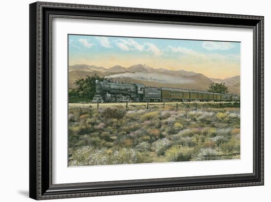 Locomotive by Indian Head Mountain, Arizona-null-Framed Art Print