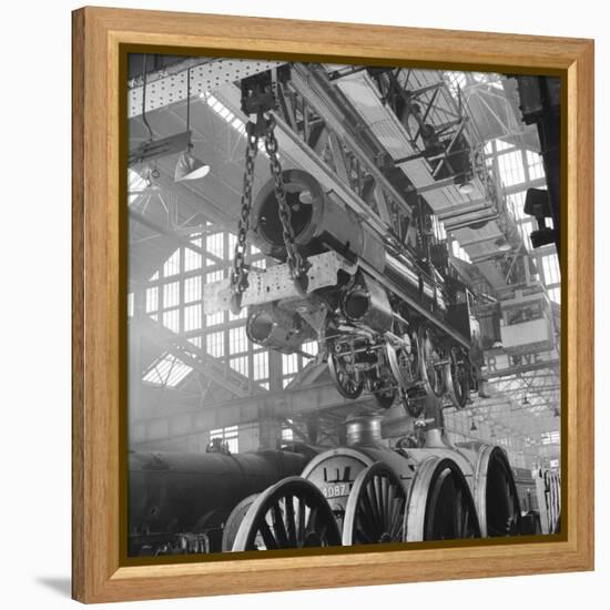 Locomotive Construction in a Large Railway Shed-Heinz Zinram-Framed Premier Image Canvas