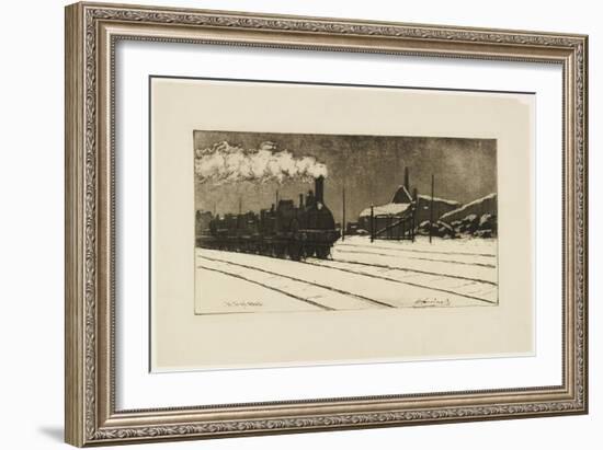 Locomotive, Effet De Neige, C.1888 (Etching & Aquatint)-Henri-Charles Guérard-Framed Giclee Print