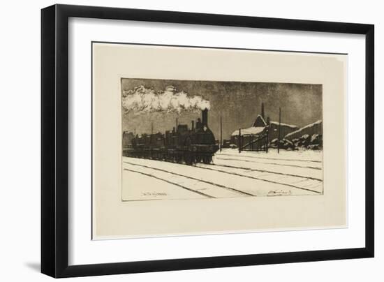 Locomotive, Effet De Neige, C.1888 (Etching & Aquatint)-Henri-Charles Guérard-Framed Giclee Print