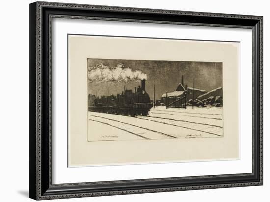 Locomotive, Effet De Neige, C.1888 (Etching & Aquatint)-Henri-Charles Guérard-Framed Giclee Print