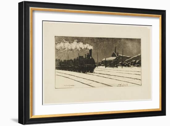 Locomotive, Effet De Neige, C.1888 (Etching & Aquatint)-Henri-Charles Guérard-Framed Giclee Print