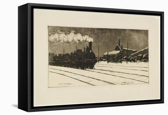 Locomotive, Effet De Neige, C.1888 (Etching & Aquatint)-Henri-Charles Guérard-Framed Premier Image Canvas