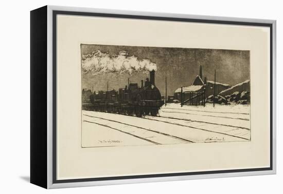 Locomotive, Effet De Neige, C.1888 (Etching & Aquatint)-Henri-Charles Guérard-Framed Premier Image Canvas
