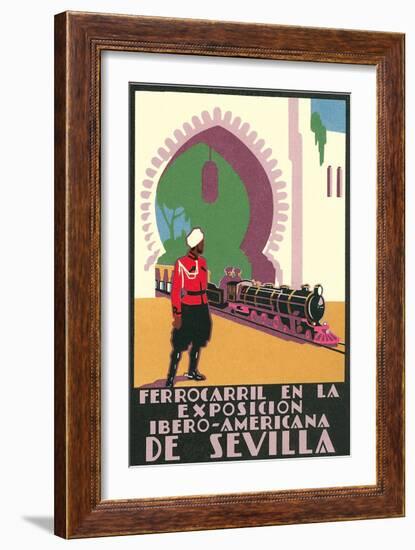 Locomotive in the Seville Exposition-null-Framed Art Print