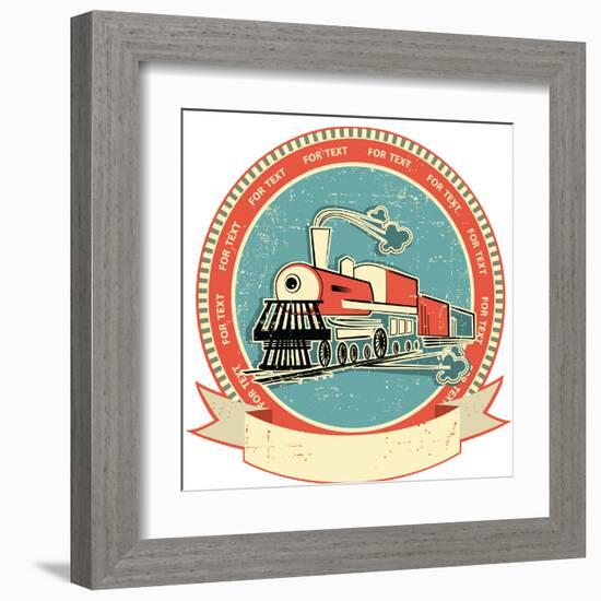 Locomotive Label.Vintage Style on Old Texture-GeraKTV-Framed Art Print