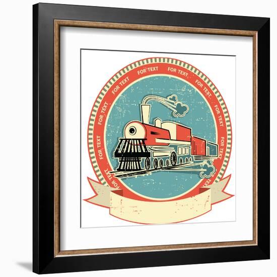 Locomotive Label.Vintage Style on Old Texture-GeraKTV-Framed Art Print