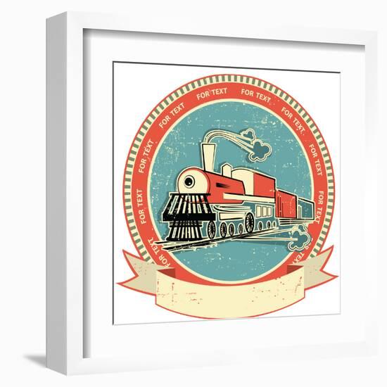 Locomotive Label.Vintage Style on Old Texture-GeraKTV-Framed Art Print