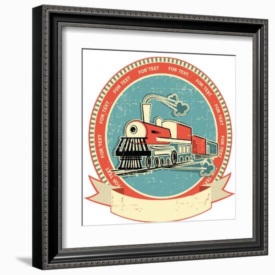 Locomotive Label.Vintage Style on Old Texture-GeraKTV-Framed Art Print