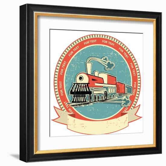 Locomotive Label.Vintage Style on Old Texture-GeraKTV-Framed Art Print