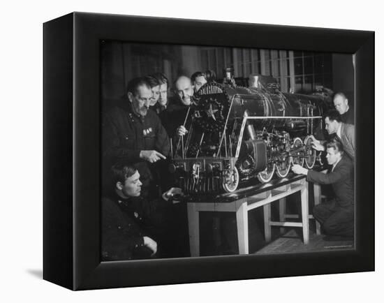 Locomotive Named Stalin is Studied at the Locomotive Laboratory of the Technical Institute-Margaret Bourke-White-Framed Premier Image Canvas