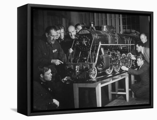 Locomotive Named Stalin is Studied at the Locomotive Laboratory of the Technical Institute-Margaret Bourke-White-Framed Premier Image Canvas