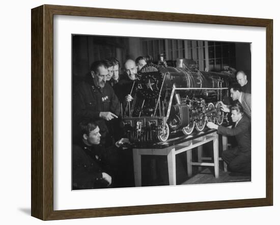 Locomotive Named Stalin is Studied at the Locomotive Laboratory of the Technical Institute-Margaret Bourke-White-Framed Photographic Print