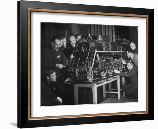 Locomotive Named Stalin is Studied at the Locomotive Laboratory of the Technical Institute-Margaret Bourke-White-Framed Photographic Print