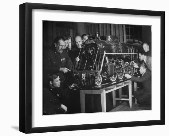 Locomotive Named Stalin is Studied at the Locomotive Laboratory of the Technical Institute-Margaret Bourke-White-Framed Photographic Print