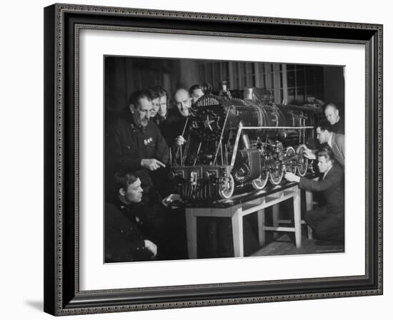 Locomotive Named Stalin is Studied at the Locomotive Laboratory of the Technical Institute-Margaret Bourke-White-Framed Photographic Print