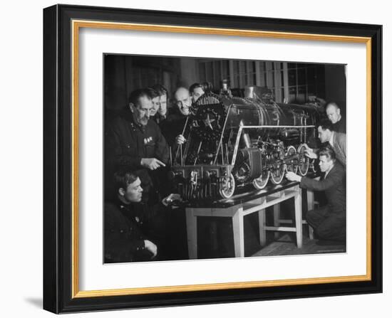 Locomotive Named Stalin is Studied at the Locomotive Laboratory of the Technical Institute-Margaret Bourke-White-Framed Photographic Print