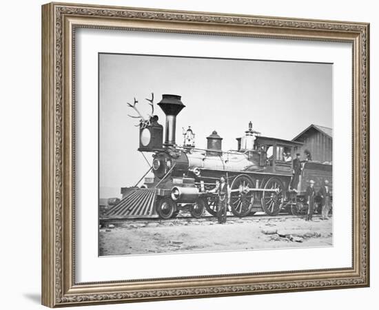 Locomotive Number 23 at Wyoming Station New Little Laramie River, Wyoming, 1868-Andrew Joseph Russell-Framed Giclee Print