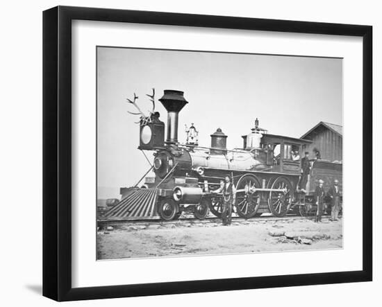 Locomotive Number 23 at Wyoming Station New Little Laramie River, Wyoming, 1868-Andrew Joseph Russell-Framed Giclee Print