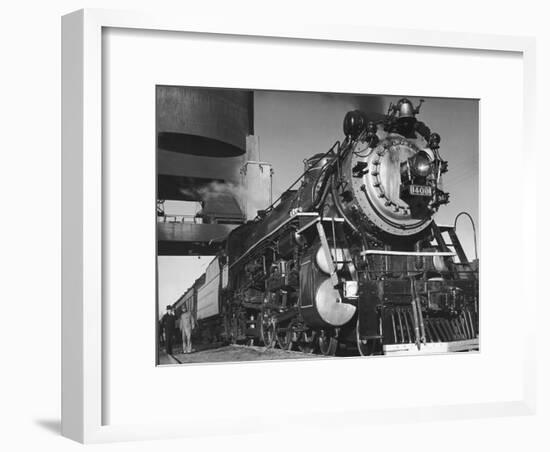 Locomotive of Train at Water Stop During President Franklin D. Roosevelt's Trip to Warm Springs-Margaret Bourke-White-Framed Premium Photographic Print