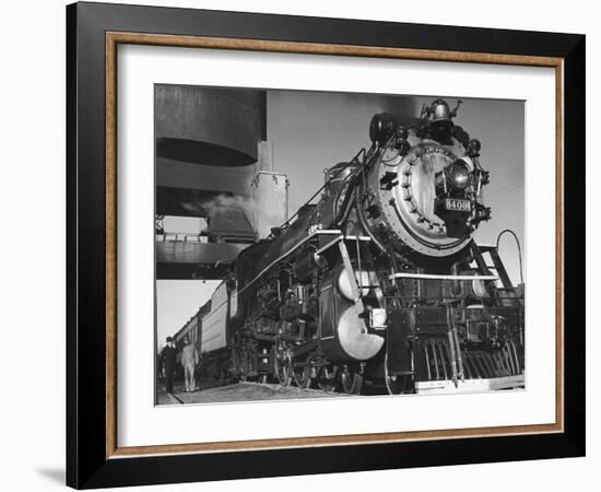 Locomotive of Train at Water Stop During President Franklin D. Roosevelt's Trip to Warm Springs-Margaret Bourke-White-Framed Premium Photographic Print