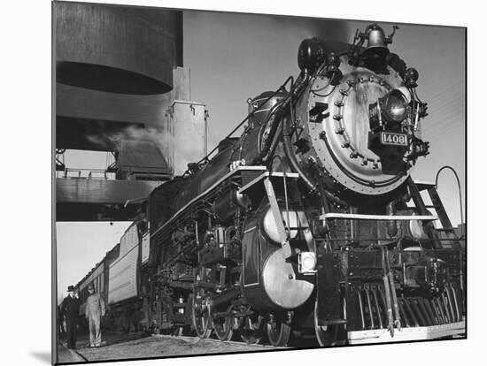 Locomotive of Train at Water Stop During President Franklin D. Roosevelt's Trip to Warm Springs-Margaret Bourke-White-Mounted Premium Photographic Print